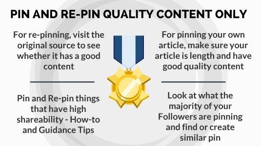 pin and repin quality content in pinterest
