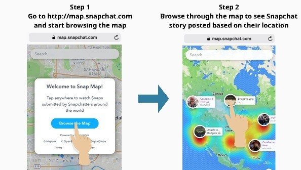 how to access snap map