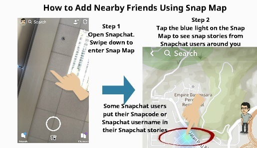 How to add nearby snapchat friends using snap map