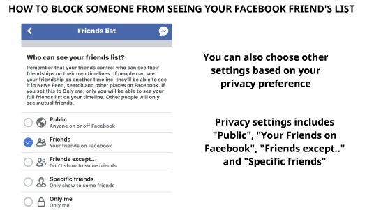 Block someone from seeing your facebook friend's list 5