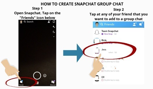 Create Snapchat Group Chat Step 1 and Step 2