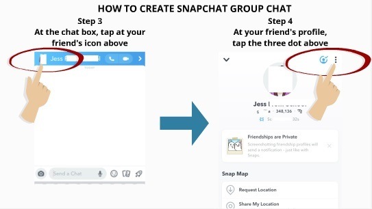 Create Snapchat Group Chat Step 3 and Step 4