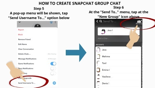 Create Snapchat Group Chat Step 5 and Step 6