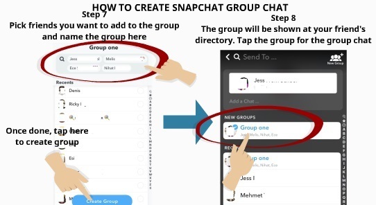 Create Snapchat Group Chat Step 7 and Step 8