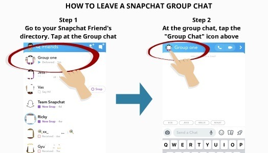 How to leave Snapchat group chat step 1 and step 2