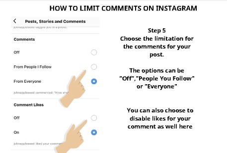 How to Limit Comments on Instagram Step 5