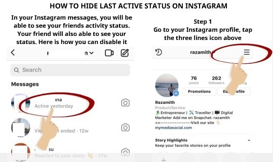 How to hide last active status in Instagram Step 1