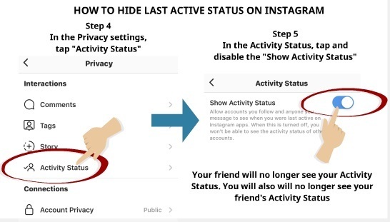 How to hide last active status in Instagram Step 4 and 5