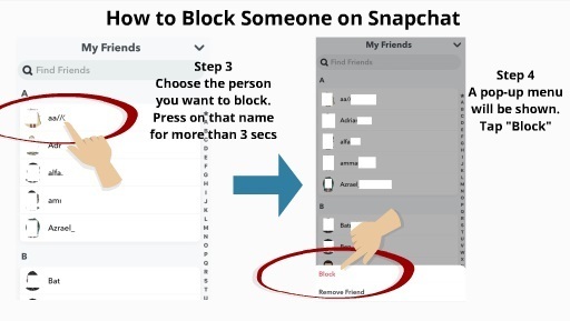 How to Block Someone on Snapchat Step 3 and Step 4