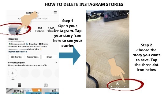 How to Delete Instagram Stories Step 1 and Step 2