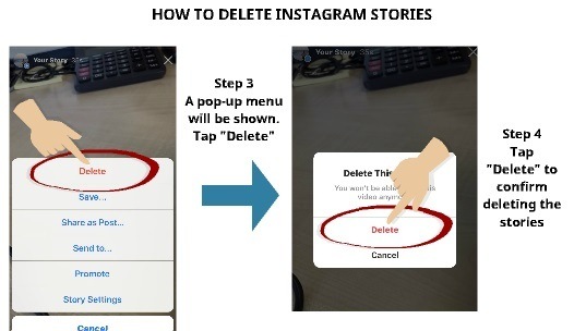 How to Delete Instagram Stories Step 3 and Step 4