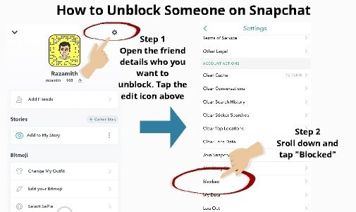 How to Unblock Someone on Snapchat Step 1 and Step 2