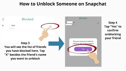 How to Unblock Someone on Snapchat Step 3 and Step 4