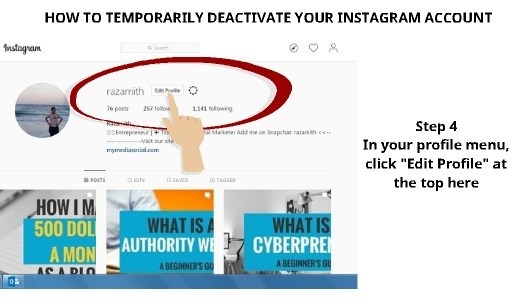 How to deactivate Instagram account Step 4