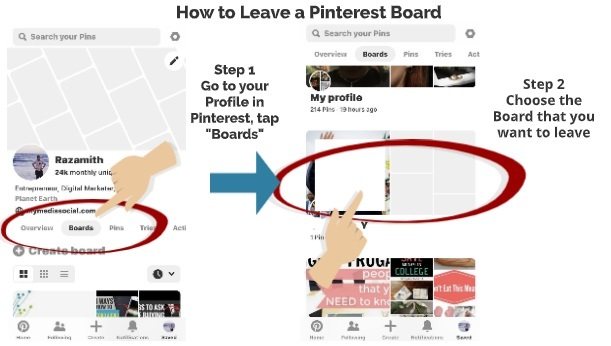 How to Leave a Pinterest Board Step 1 Step 2