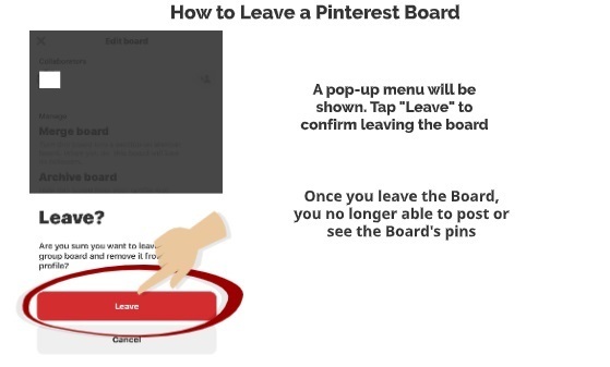 How to exit a Pinterest Board 