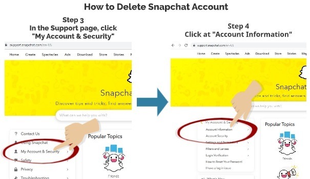 How to Delete Snapchat Account Step 3 Step 4