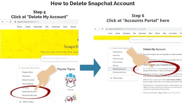 How to Delete Snapchat Account Step 5 Step 6