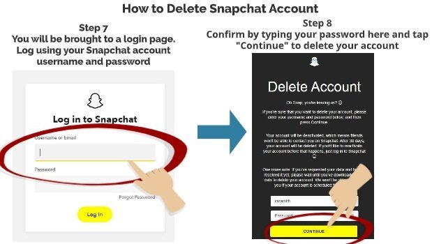 How to Delete Snapchat Account Step 7 Step 8