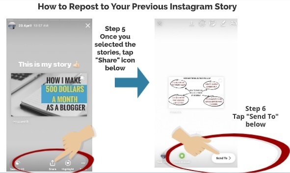 How to Repost your previous Instagram story step 5 step 6