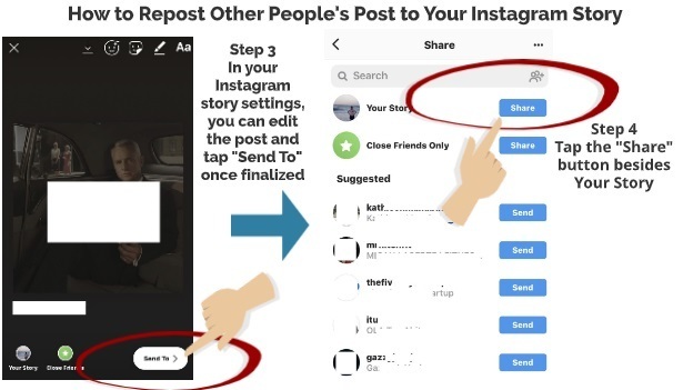 How to Repost other people post on your Instagram story step 3 step 4