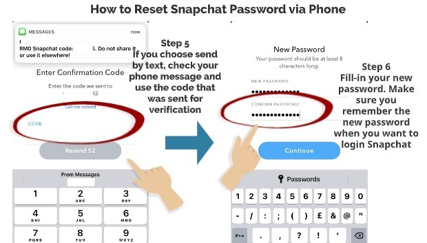 How to Reset Snapchat Password via Phone step 5 step 6