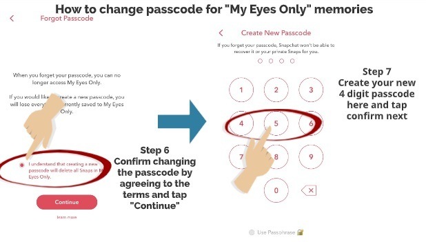 How to change passcode for My Eyes only memories 2