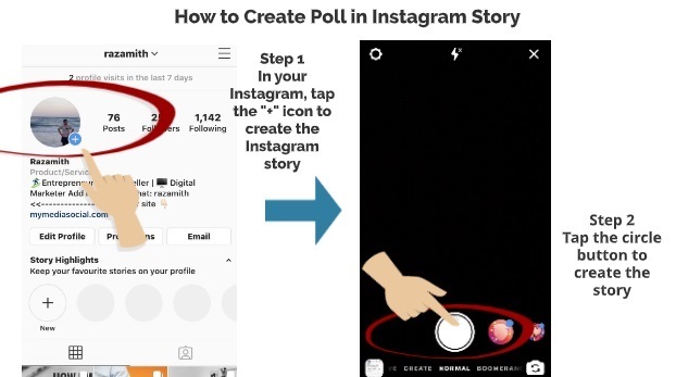 How to create poll in Instagram Story step 1 step 2