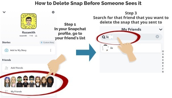 How to delete snap before someone it block friend 1