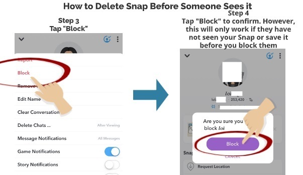 How to delete snap before someone it block friend 2