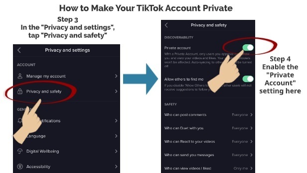 How to make TikTok private step 3 step 4