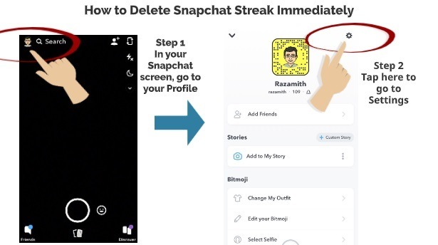 How to delete Snapchat streak immediately Step 1 Step 2