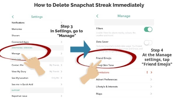 How to delete Snapchat streak immediately Step 3 Step 4