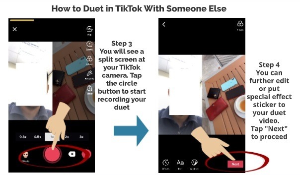 How to TikTok Duet with Someone Else Step 3 Step 4
