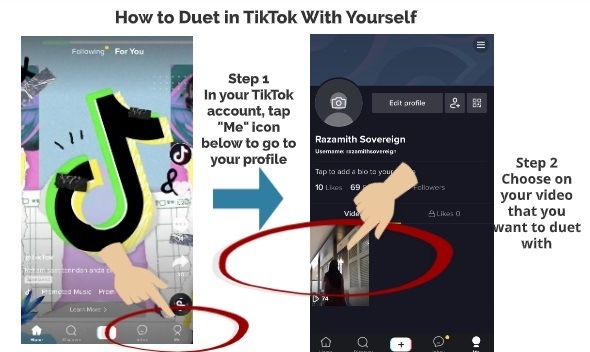 How to TikTok Duet with Yourself step 1 step 2