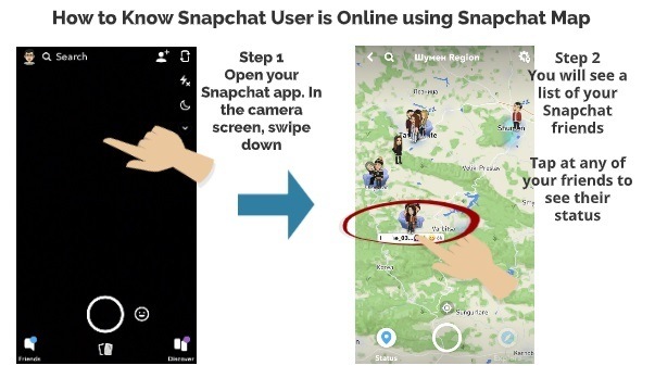 Snapchat user online using Snap Map
