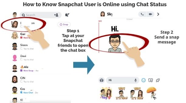 Snapchat user online using chat status