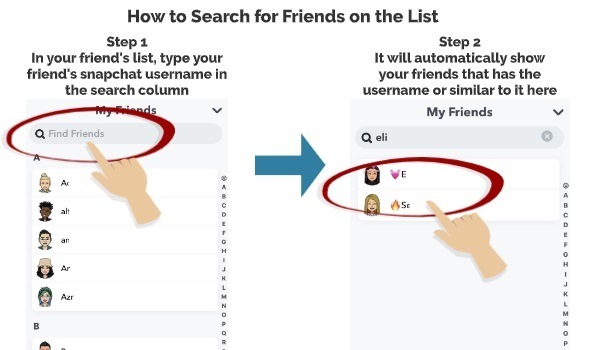 How to search for friends list in Snapchat
