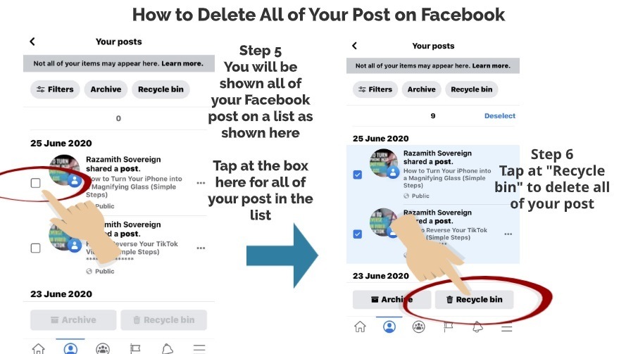 how to delete all shared posts on facebook